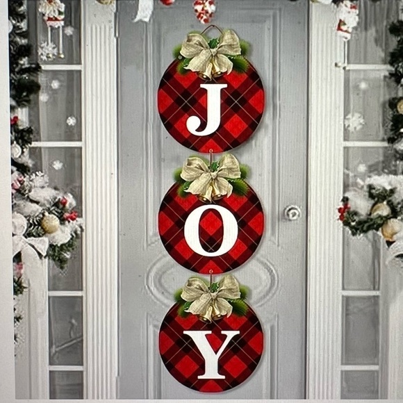 3-Piece Christmas Wreath Decoration Set, JOY - Picture 1 of 10